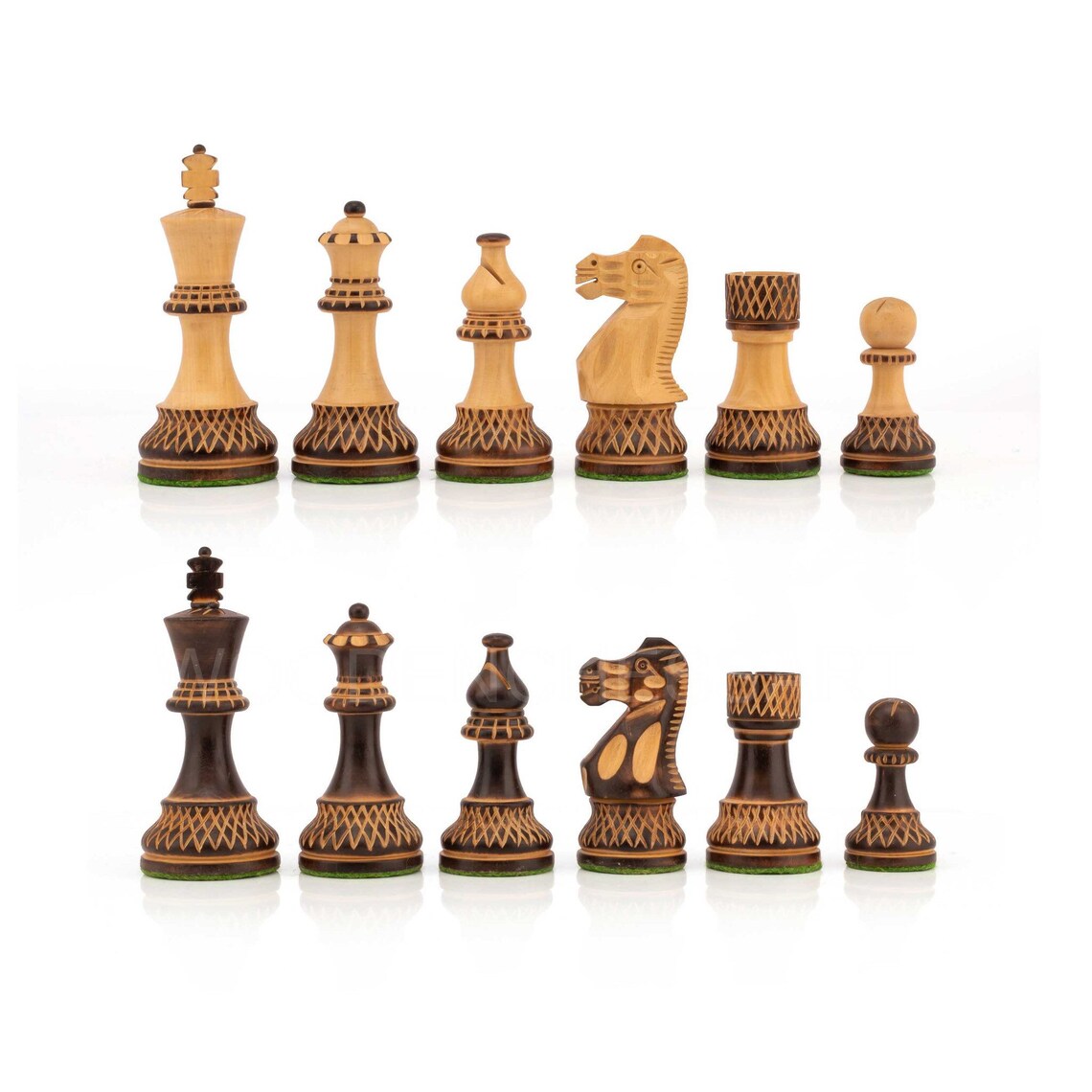 3.75” Burnt Blazed Series Chess pieces Only in Burnt Boxwood