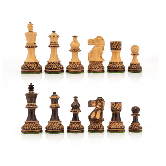3.75” Burnt Blazed Series Chess pieces Only in Burnt Boxwood