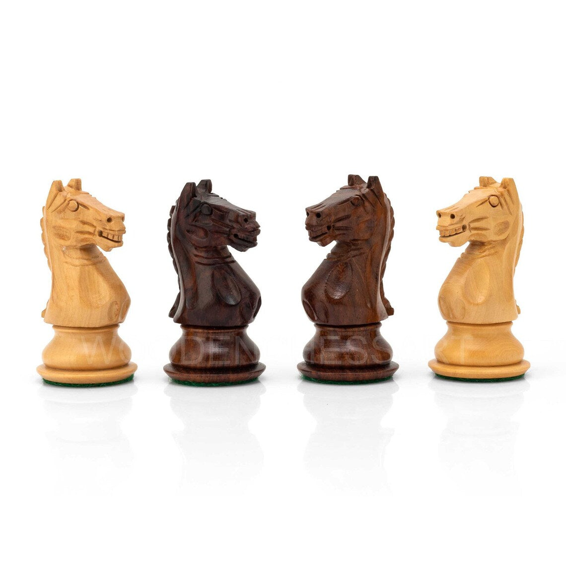 4.1” Fierce Knight Staunton Chess pieces only in Golden Rosewood - Double Weighted