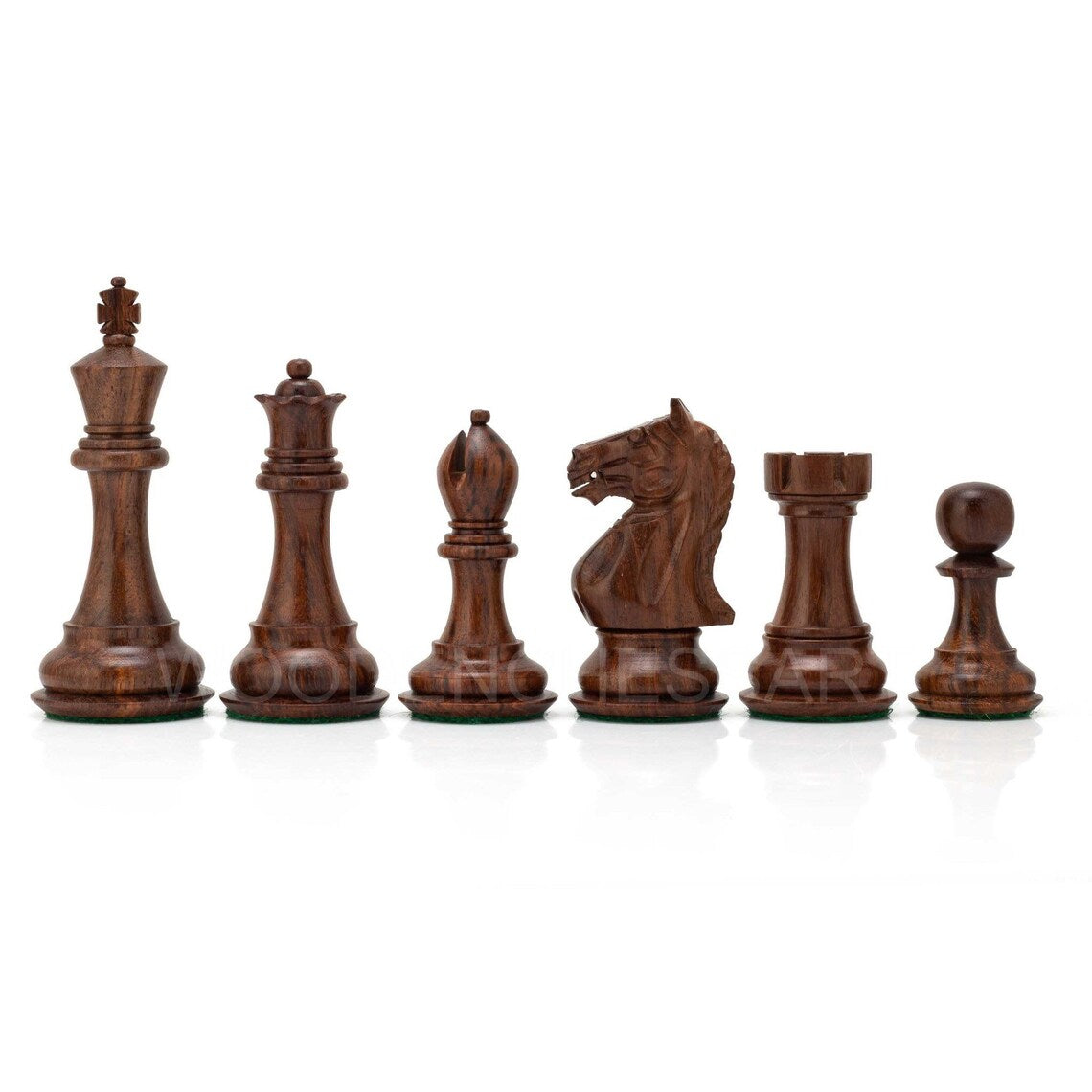 4.1” Fierce Knight Staunton Chess pieces only in Golden Rosewood - Double Weighted