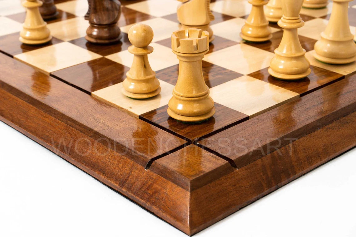 New 3.75" Zagreb Series Chess Pieces & 21" Chessboard Chess Set in Golden Rosewood - 2.67 lbs