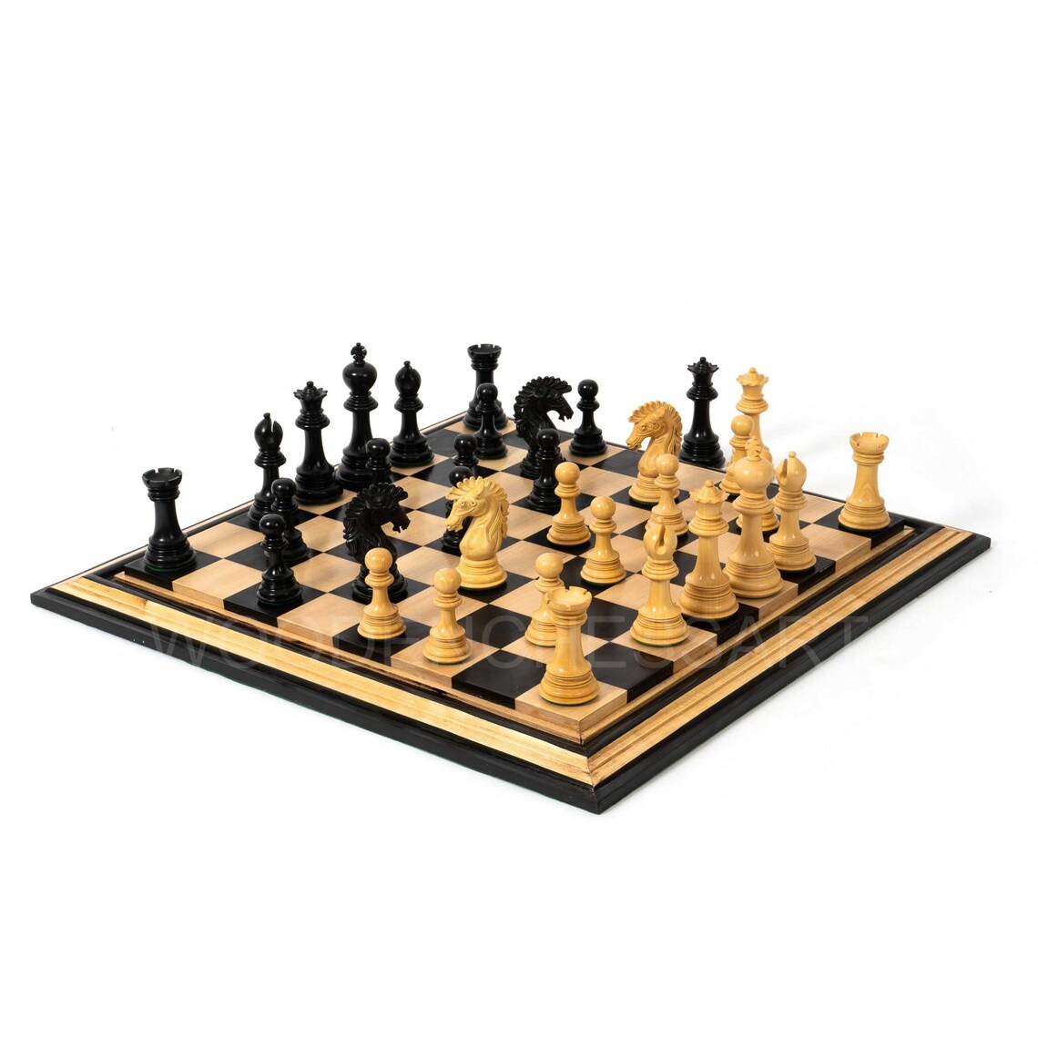 New 4.6” Dragon Series Staunton & 21" Chessboard Chess Set in Ebony - 5.3 lbs