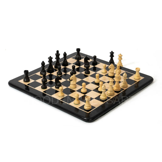New 3.75” Staunton Tournament Chess Pieces & 21" Ebony Chessboard Chess Set in Ebony - 2.9 lbs