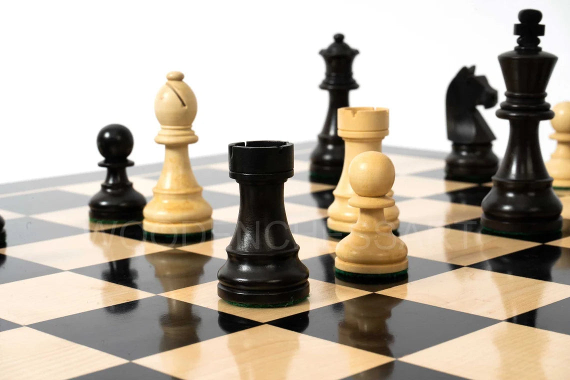 New 3.75” Staunton Tournament Chess Pieces & 21" Ebony Chessboard Chess Set in Ebony - 2.9 lbs