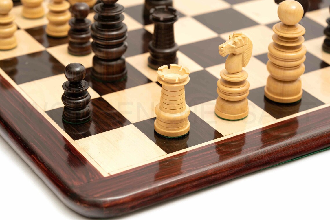 New 4.3” St George Staunton Chess Pieces & 21” Rosewood Chessboard Chess Set in Rosewood