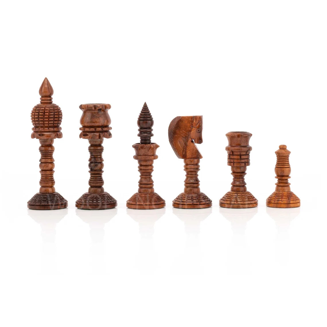 4” Wooden Hand carved Chess Pieces only - Weighted