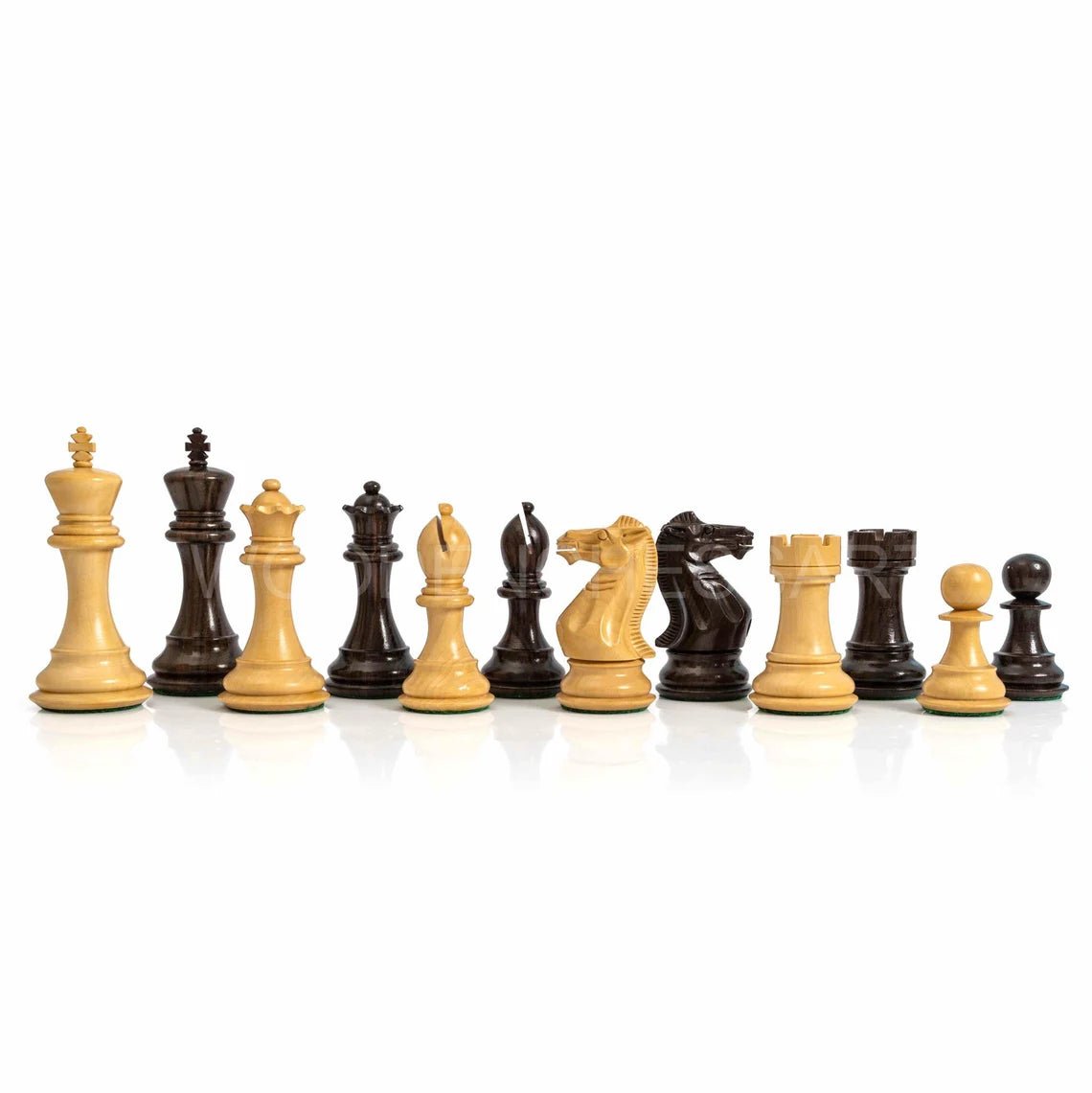 4” The Pride of Staunton Series Chess Pieces only in Rosewood & Boxwood - Triple weighted