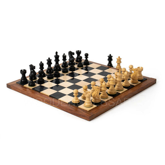 New 3.1" Premium Staunton Series & Chessboard Chess Set in Ebony - 2.1 lbs