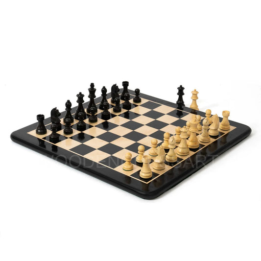 New 3.75” Staunton Tournament Chess Pieces & 21" Ebony Chessboard Chess Set in Ebony - 2.9 lbs