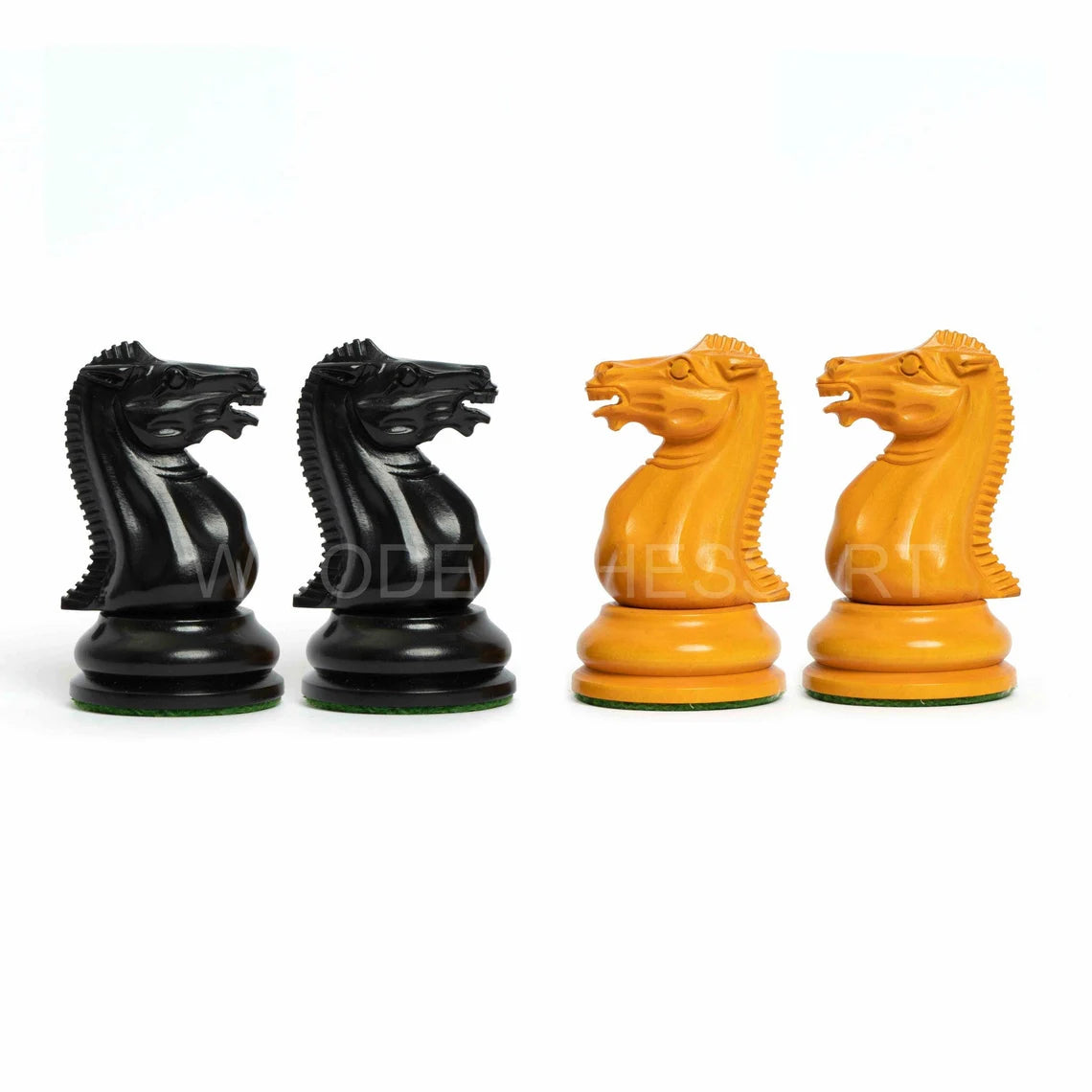 4.5” Reproduced 1849 Original Staunton Design Chess Pieces only in Ebony and Antiqued Boxwood - Triple Weighted