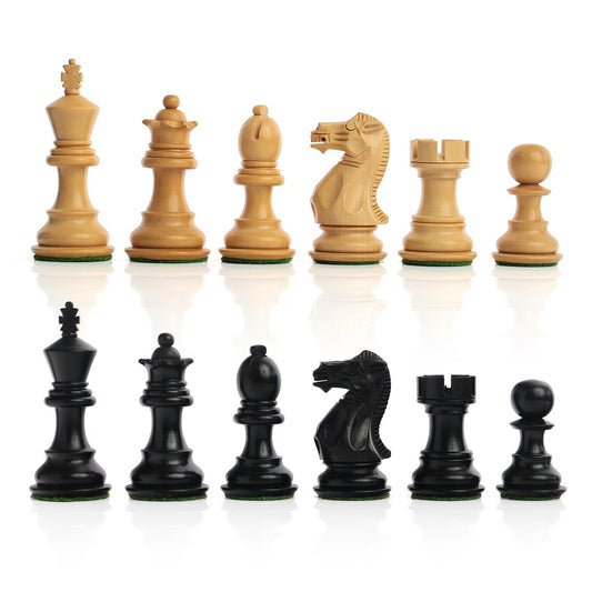 3" Ebonized Staunton Chess Pieces – Weighted Wooden Chessmen Only Set – Handcrafted Tournament Quality (34 pcs)