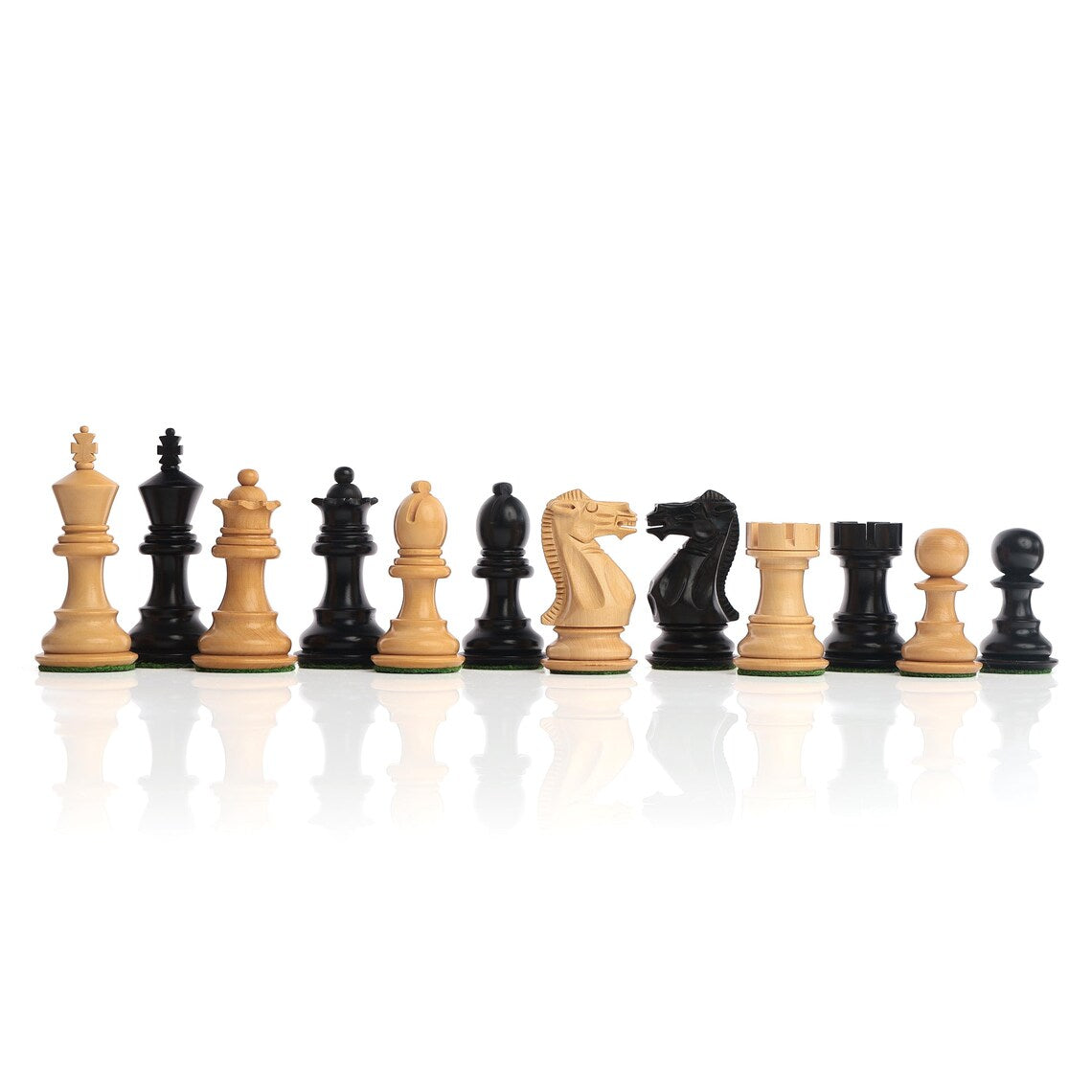 3" Ebonized Staunton Chess Pieces – Weighted Wooden Chessmen Only Set – Handcrafted Tournament Quality (34 pcs)