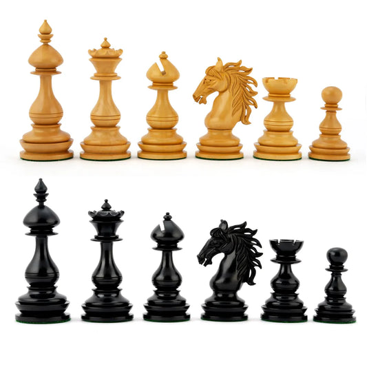 4.6 Inch Royal Eclipse Ebony & Boxwood Chess Set – Luxury Handmade Staunton Chess Pieces, Triple Weighted Chessmen Gift