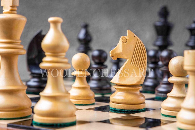 3.75” Tournament Chess Pieces & 16" Chessboard Chess Set in Golden Rosewood and Ebony Wood
