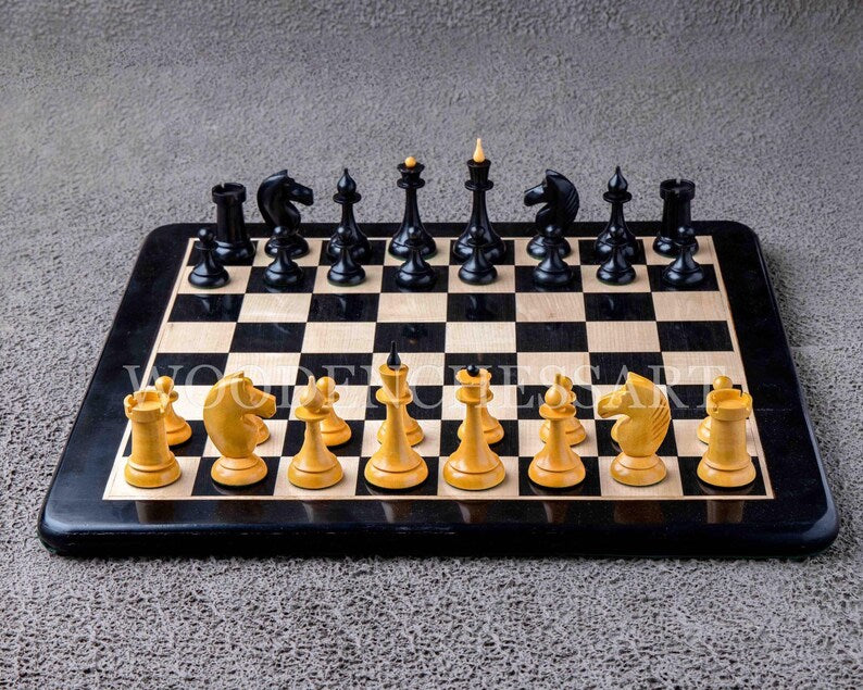 4" Premium Russian USSR Chess Pieces & 21" Chessboard Chess Set in Ebony