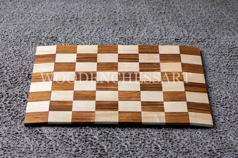 Roll-Up Portable Chessboard in Maple & Golden Rosewood