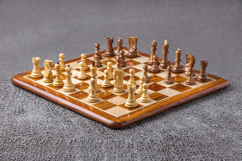 3.8” Zagreb 1959 Chess Pieces & 21" Luxury Chessboard Chess Set in Golden Rosewood