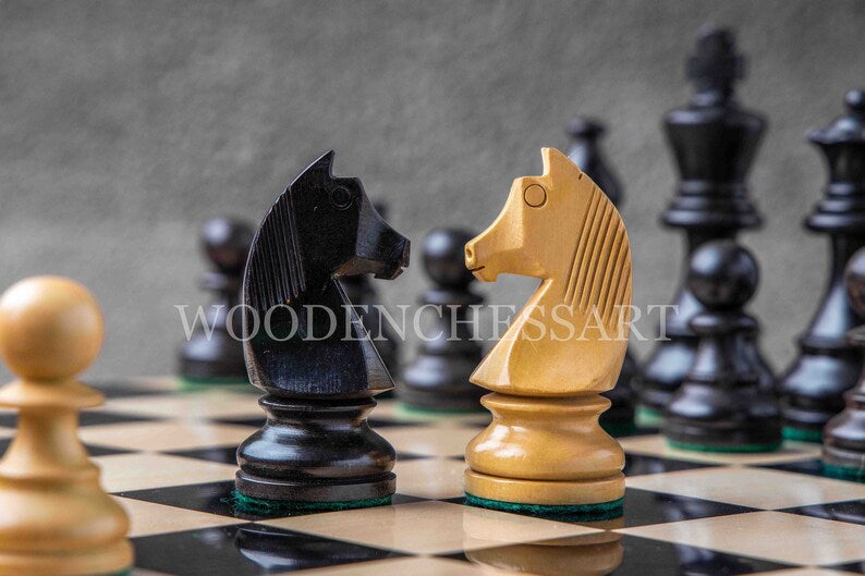 3.75” Tournament Chess Pieces & 16" Chessboard Chess Set in Golden Rosewood and Ebony Wood