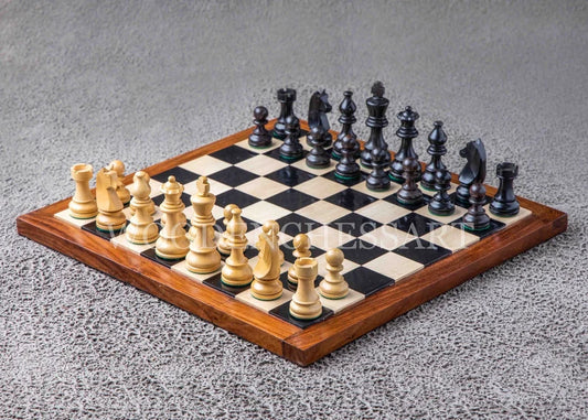 3.75” Tournament Chess Pieces & 16" Chessboard Chess Set in Golden Rosewood and Ebony Wood