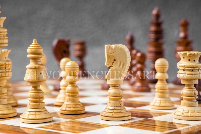 4" Lotus Staunton Chess Pieces & 16” Professional Chessboard Chess Set in Rosewood
