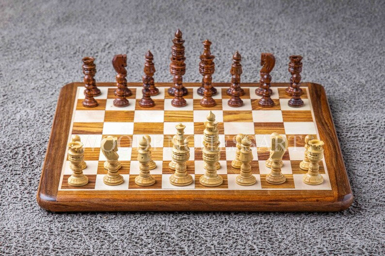 4" Lotus Staunton Chess Pieces & 16” Professional Chessboard Chess Set in Rosewood