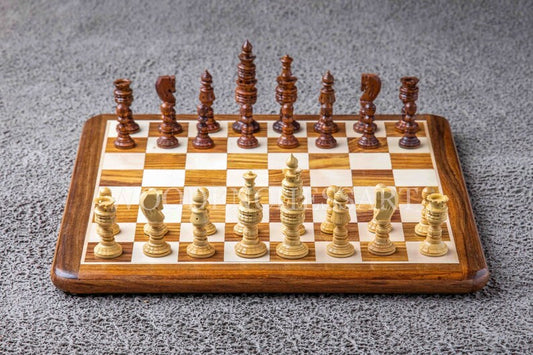 4" Lotus Staunton Chess Pieces & 16” Professional Chessboard Chess Set in Rosewood