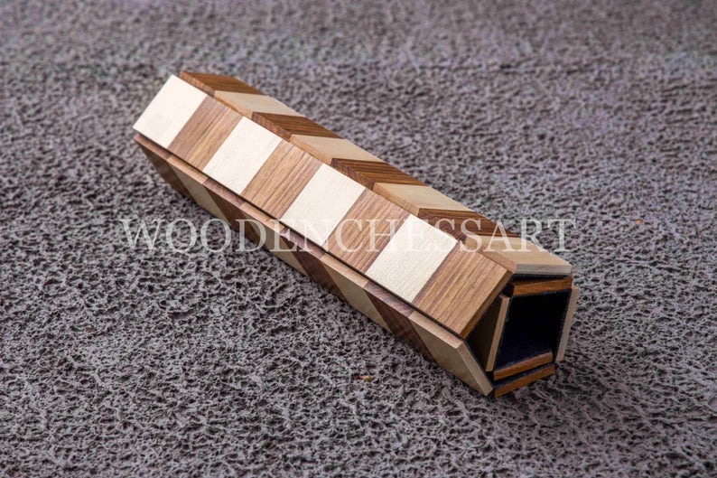 Roll-Up Portable Chessboard in Maple & Golden Rosewood