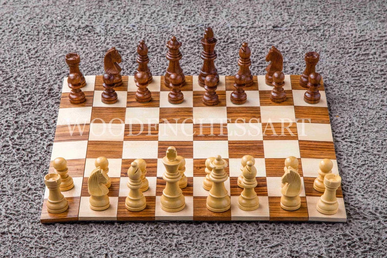 Roll-Up Portable Chessboard in Maple & Golden Rosewood