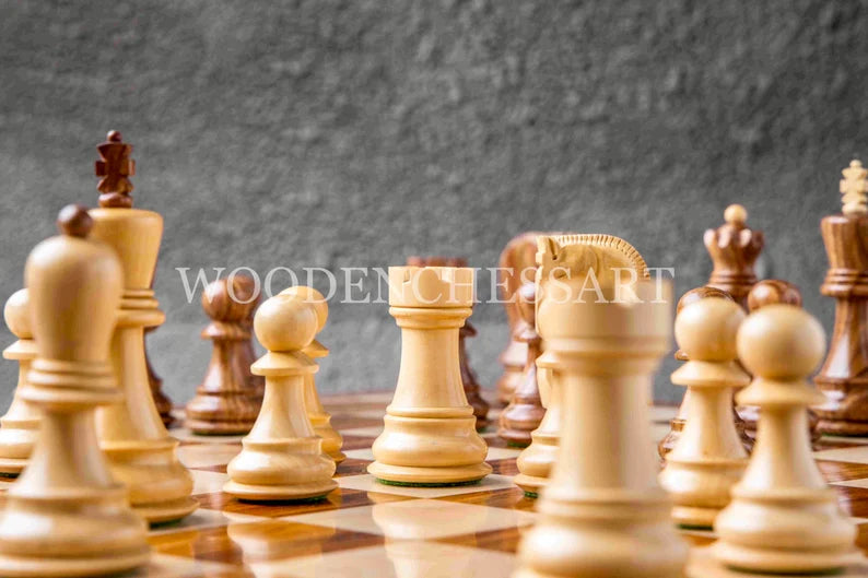 3.8” Zagreb 1959 Chess Pieces & 21" Luxury Chessboard Chess Set in Golden Rosewood