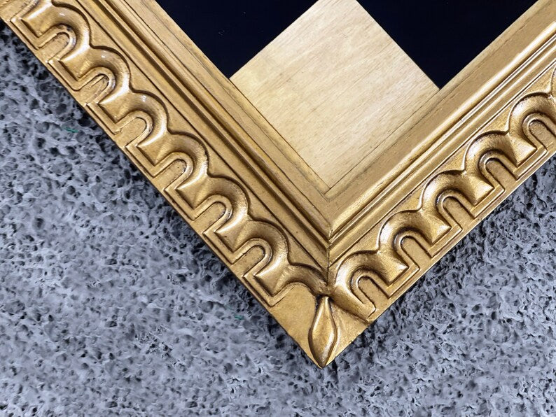 21” Luxury Raised Chessboard Only with Golden Borders in Ebony Wood