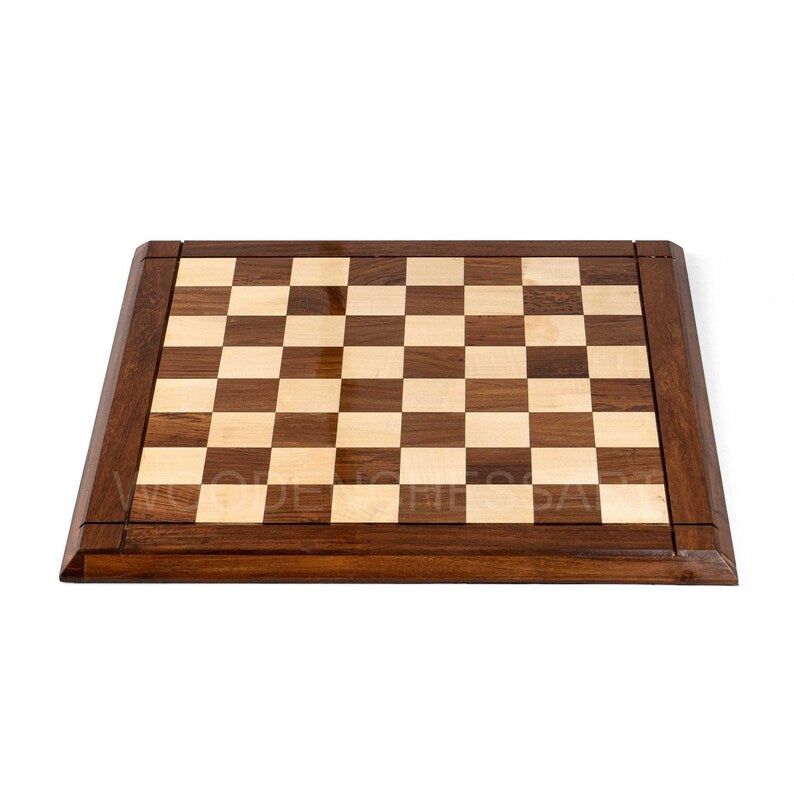 21” Luxury Chessboard Only with Cross Border & Tapered Edges in Golden Rosewood