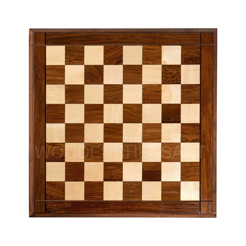 21” Luxury Chessboard Only with Cross Border & Tapered Edges in Golden Rosewood