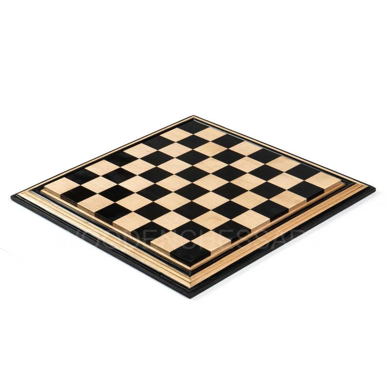 21” Luxury Hand Carved Chessboard Only in Ebony & Maple Wood