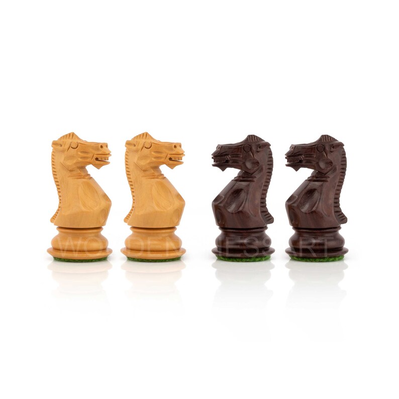 3.1" Premium Staunton Series Chess Pieces & 16" Chessboard Chess Set in Rosewood and Boxwood - 2.1 lbs