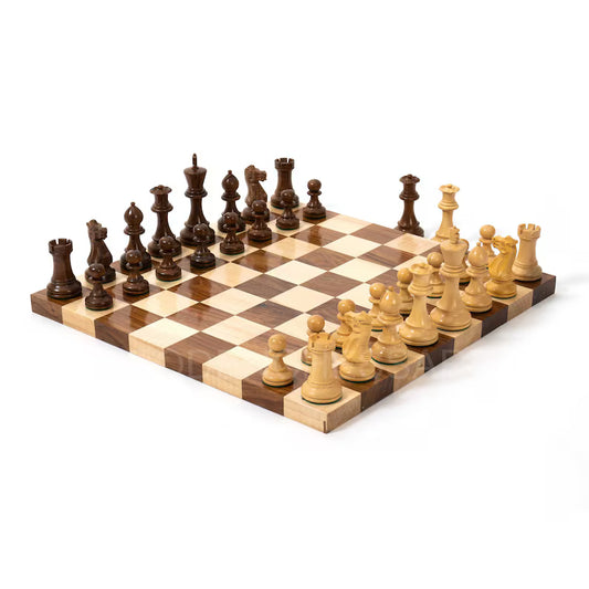 4" Staunton Chess Pieces & 16" Borderless Chessboard Chess Set – Acacia Wood & Golden Rosewood