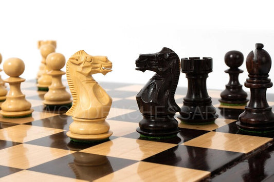 3.1" Premium Staunton Series Chess Pieces & 16" Chessboard Chess Set in Rosewood and Boxwood - 2.1 lbs
